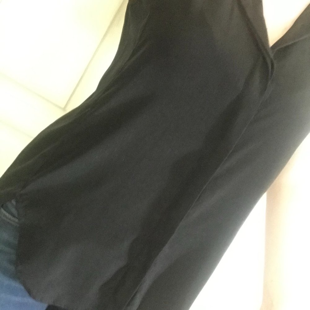 Black Button Down Tank Work Blouse